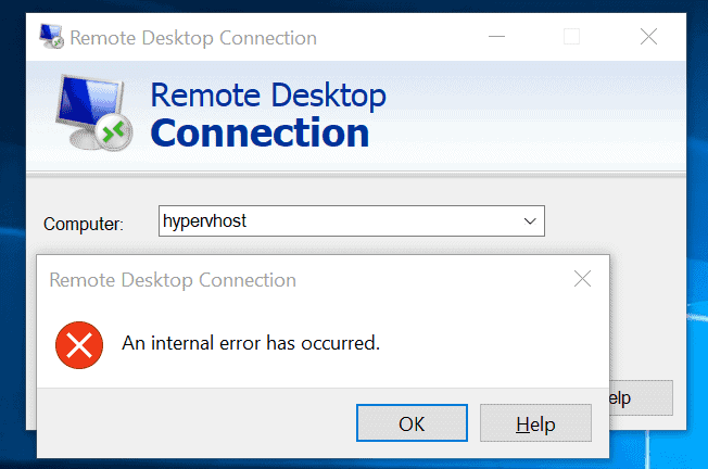 remote desktop internal error