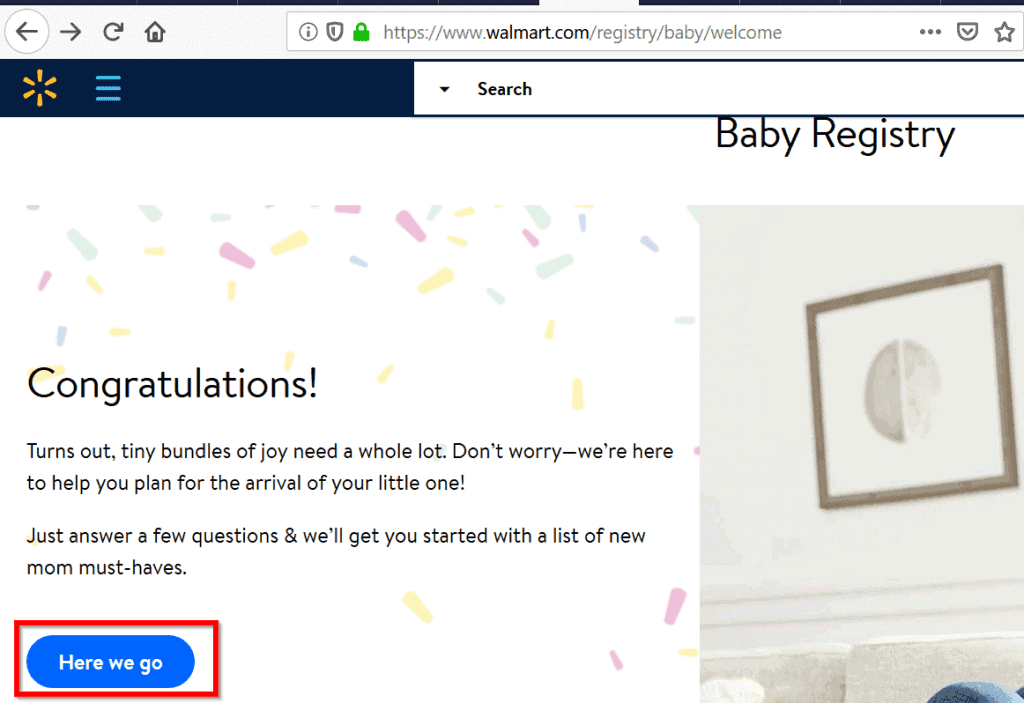 walmart baby registry find