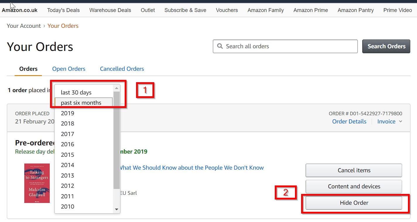 my amazon archived orders