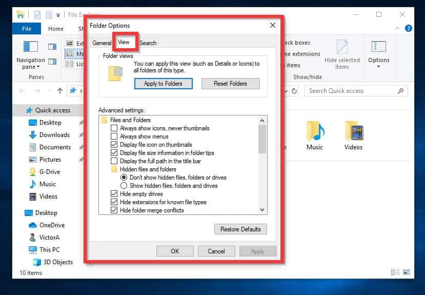 set folder view to list default