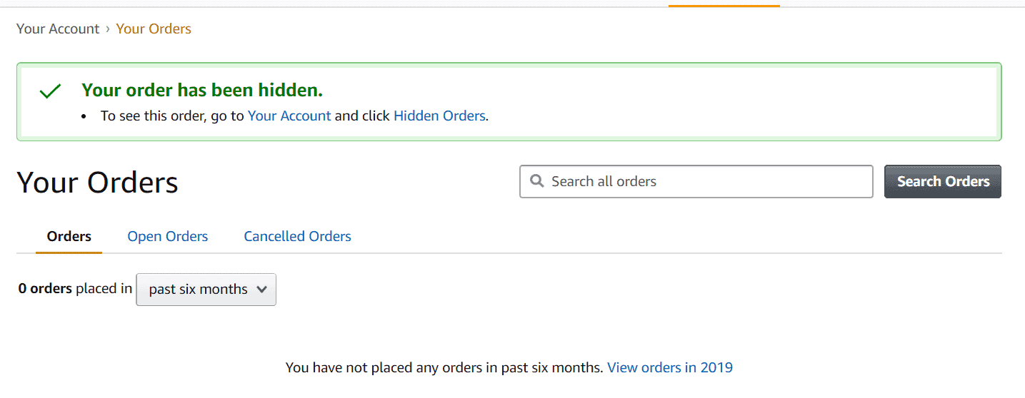 amazon open orders link