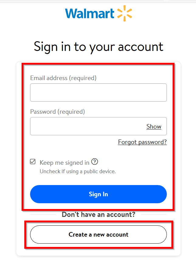 walmart registry login