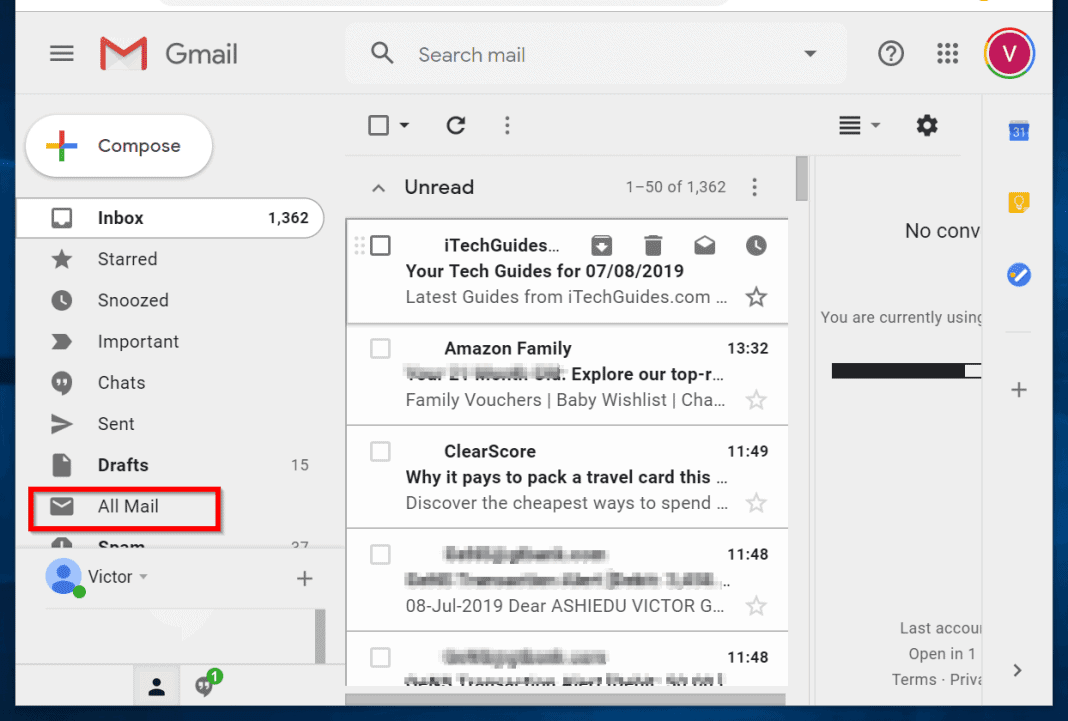 can i recover mail from my inbox in gmail