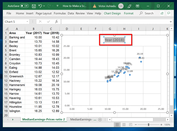 making a scatter chart in excel
