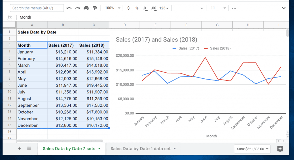 how to make a line graph in google sheets with multiple lines