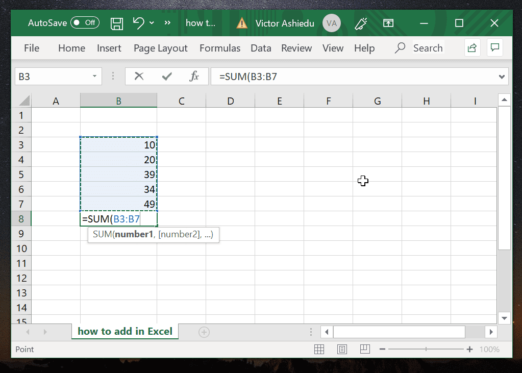 excel-sum-difference-formula