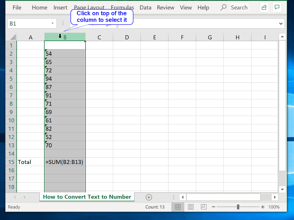 Convert Text To Number Column Excel