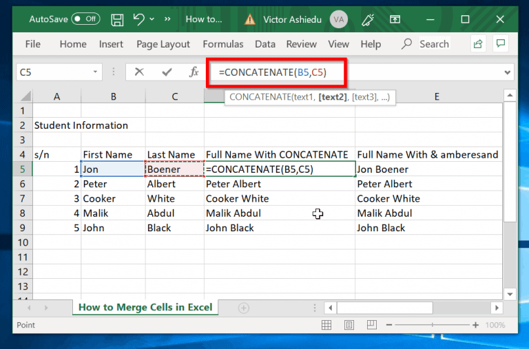 How To Merge Cells In Excel In 2 Easy Ways 0595