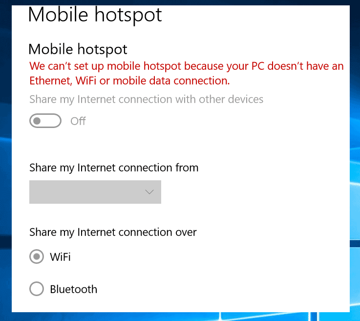 Mobile Hotspot Greyed Out Windows 10 Iphone Or Android Fixed