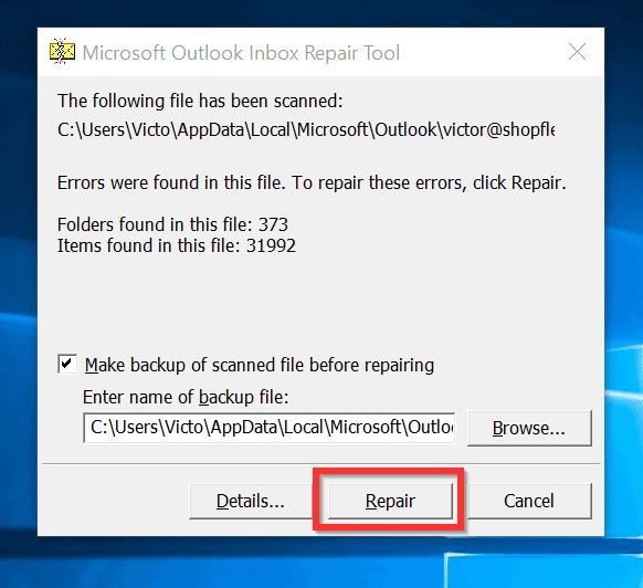 cannot start microsoft outlook office 365