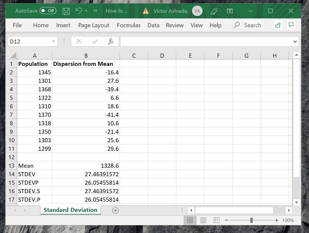calculate standard deviation in excel excel for mac 2008