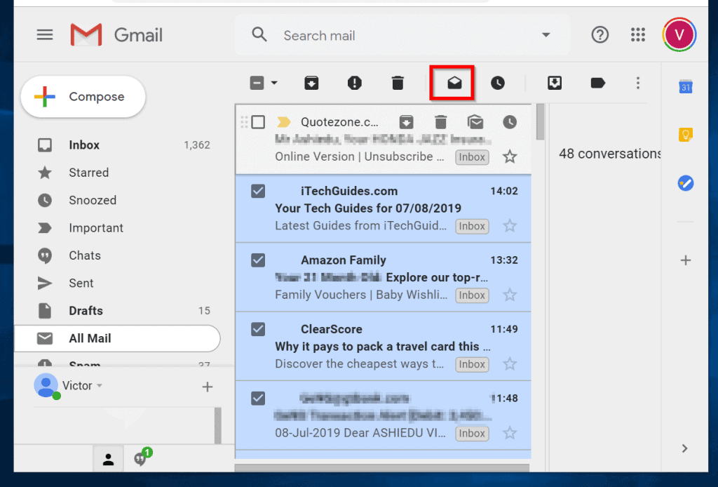 don have all mail in my gmail inbox