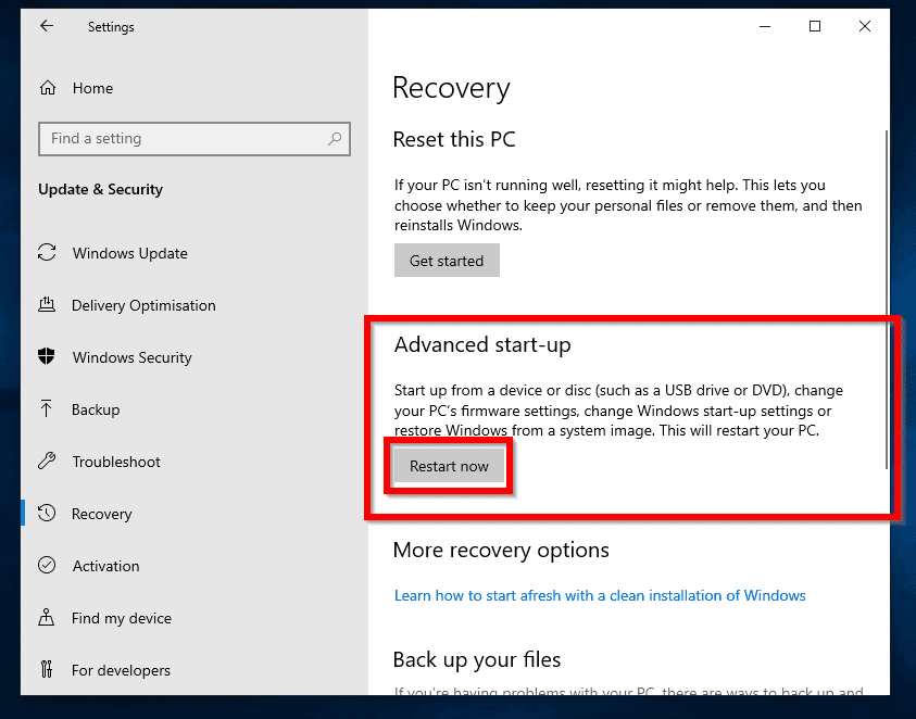 Команда start recovery не поддерживается в этой версии ос windows