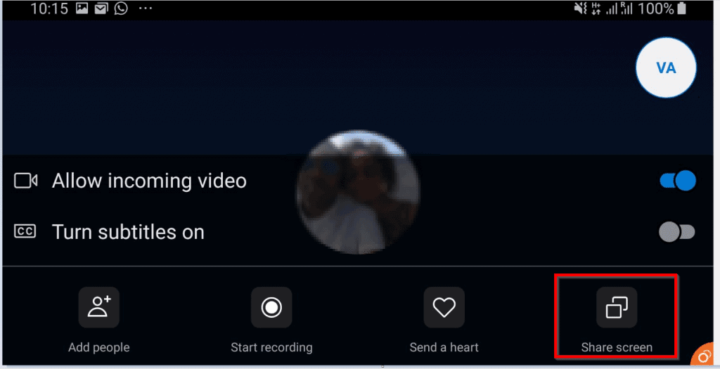 how to share screen on skype mobile