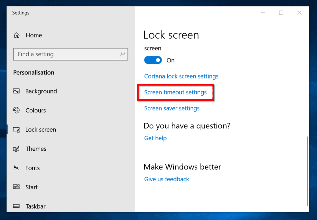 windows timeout screen lock