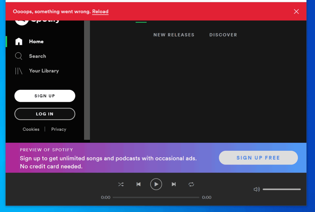 spotify for artist something went wrong
