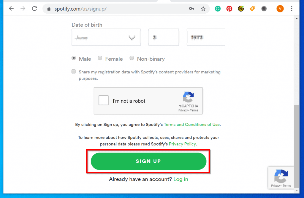 spotify login without password