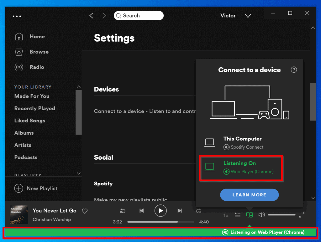 spotify web player not working in chrome