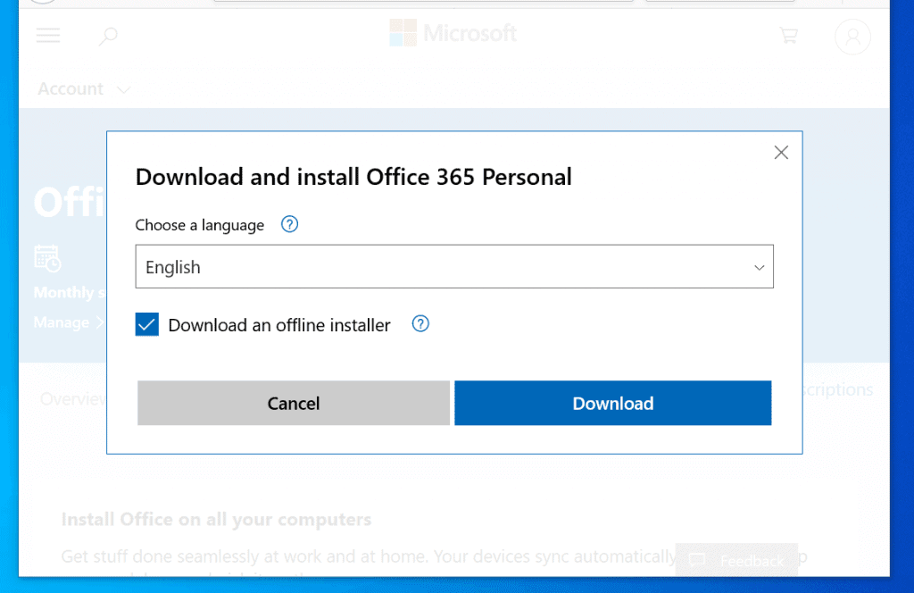 microsoft office 365 offline setup