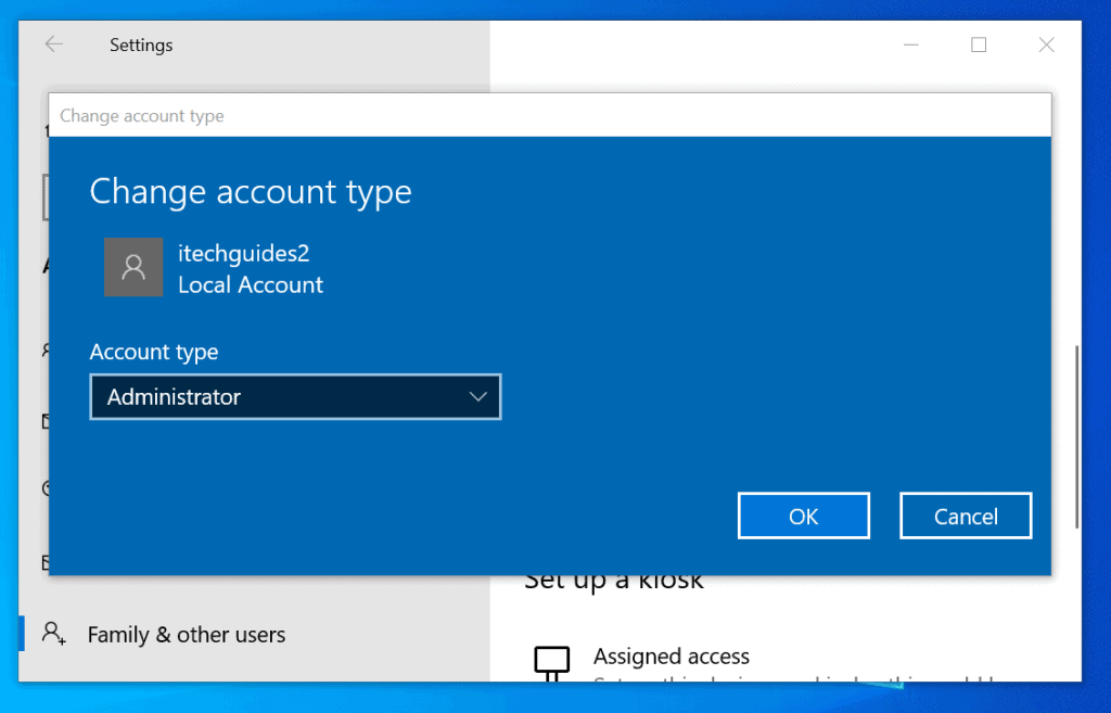 change microsoft user account windows 10
