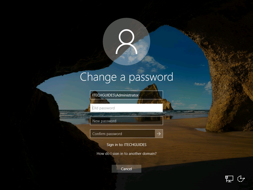Change Password in Server 2016 with Ctrl + Alt + Delete