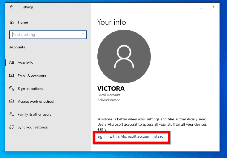 how do i change my microsoft account on windows 10