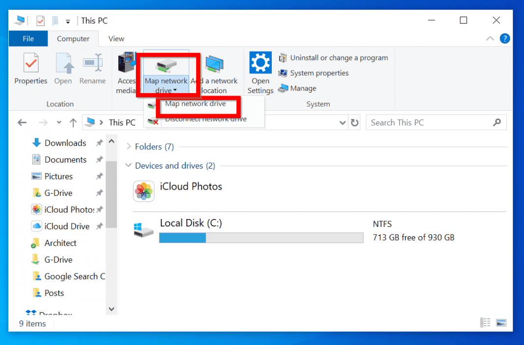 windows 10 mapped drives not showing