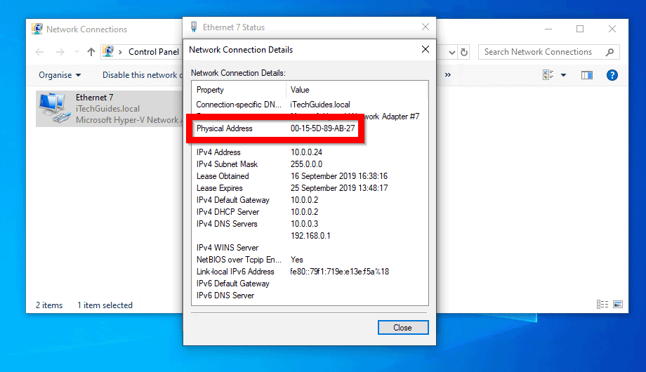 how to find mac address on pc windows 10