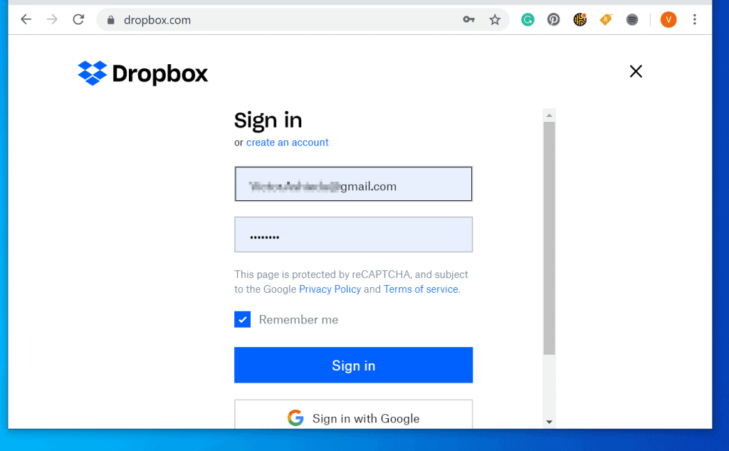dropbox verify email
