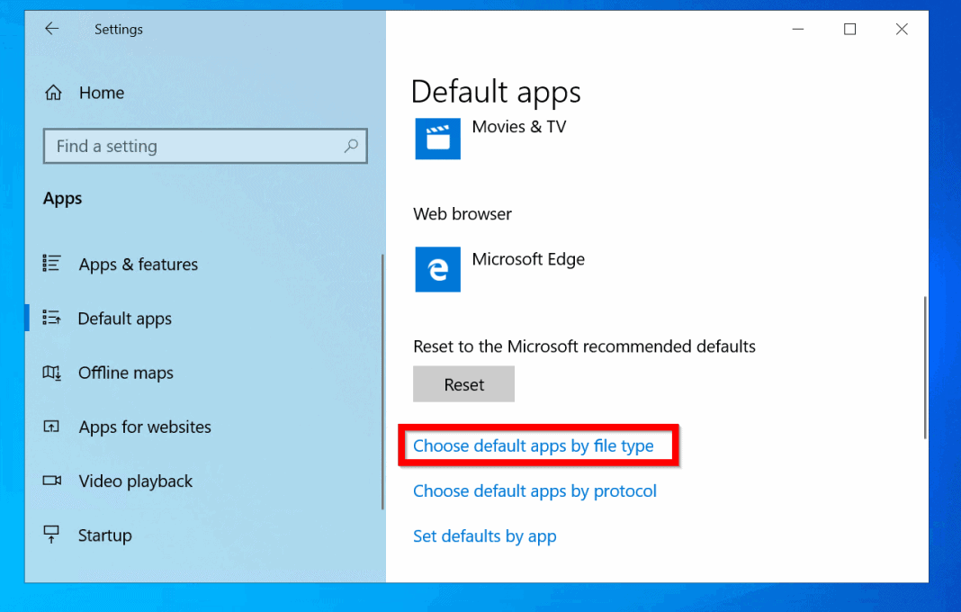 default program windows 10