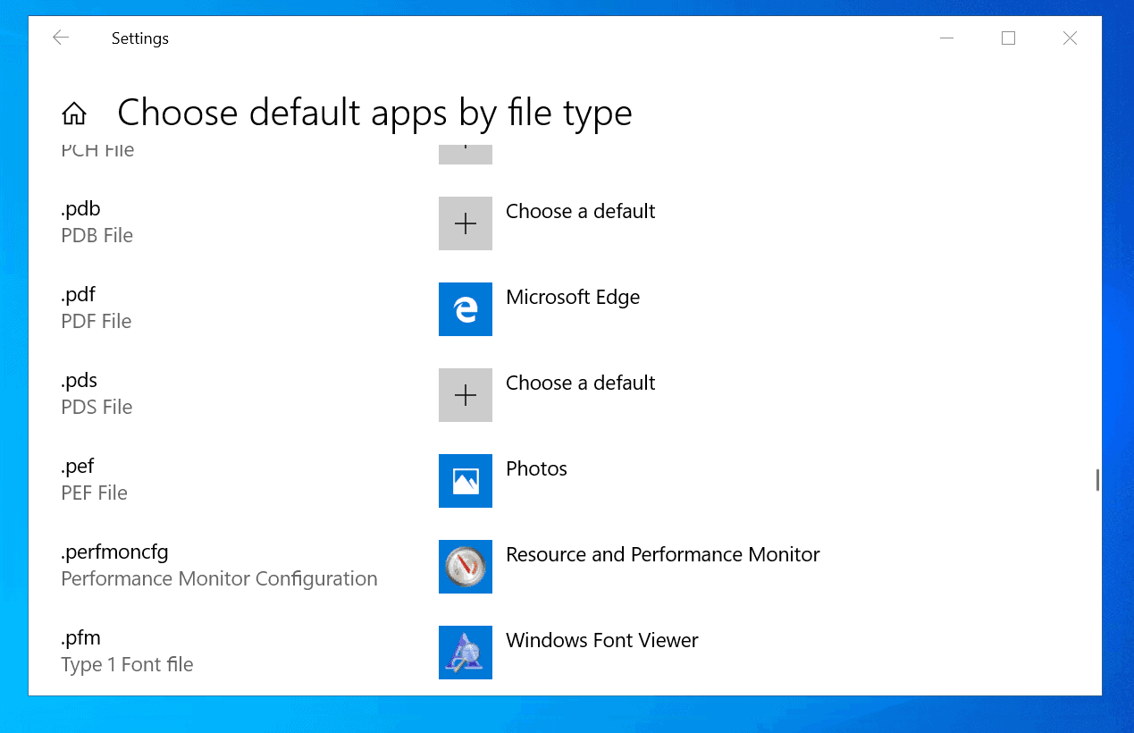 set pdf default in windows 10
