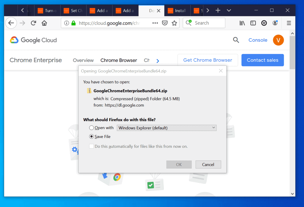 download google chrome install file