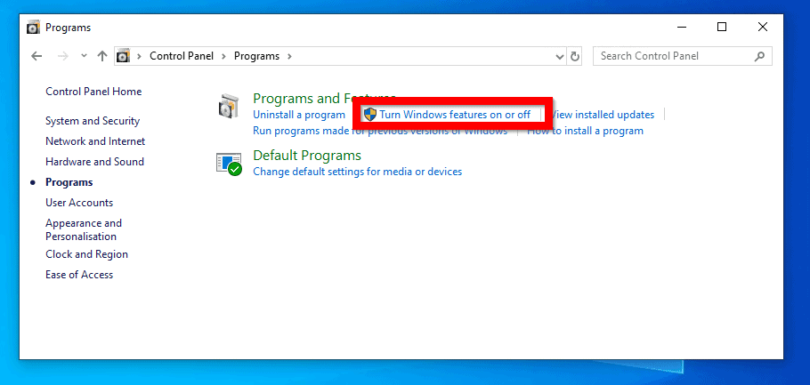 windows features searching for required files