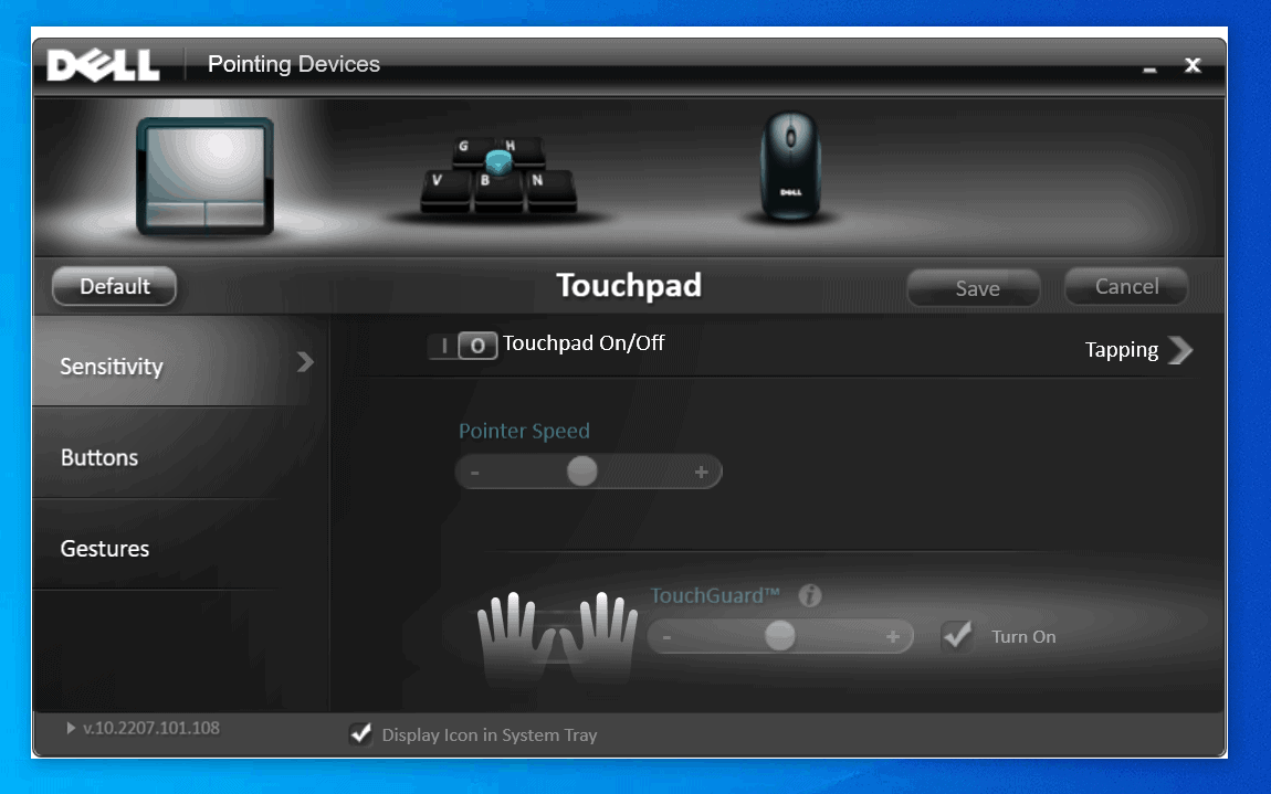 how to disable touchpad on dell