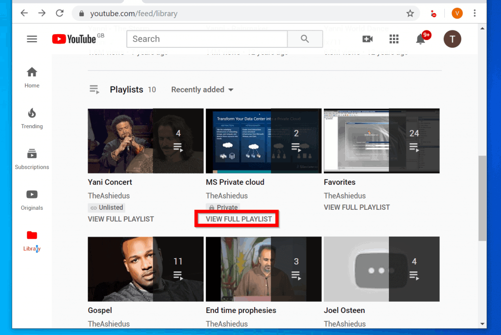 Cara Menghapus playlist di YouTube dari Desktop (YouTube.com)