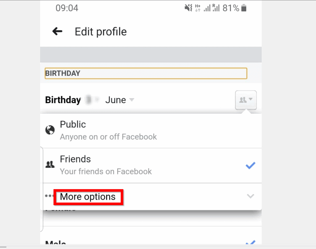 Beside other facebook options Social