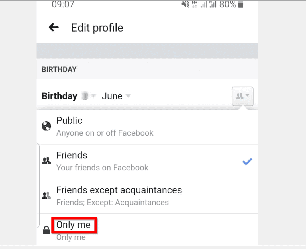 how to hide fb date of birth