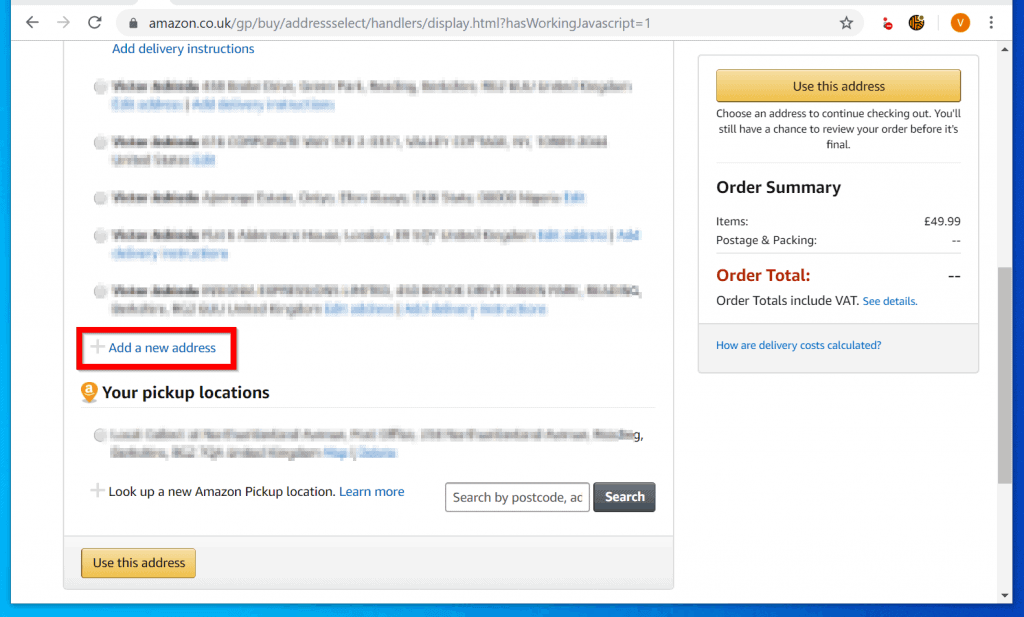 How to add shipping address to amazon wish list