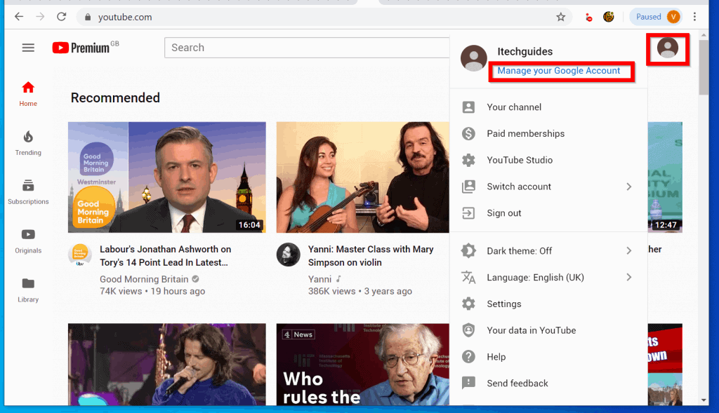 Comment changer le mot de passe YouTube à partir d'un PC