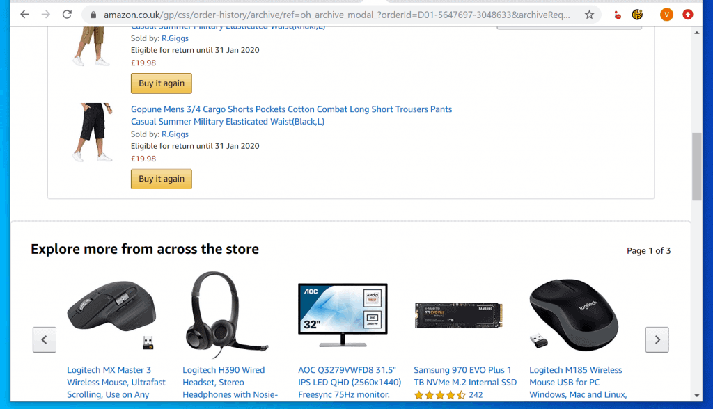 archived orders amazon