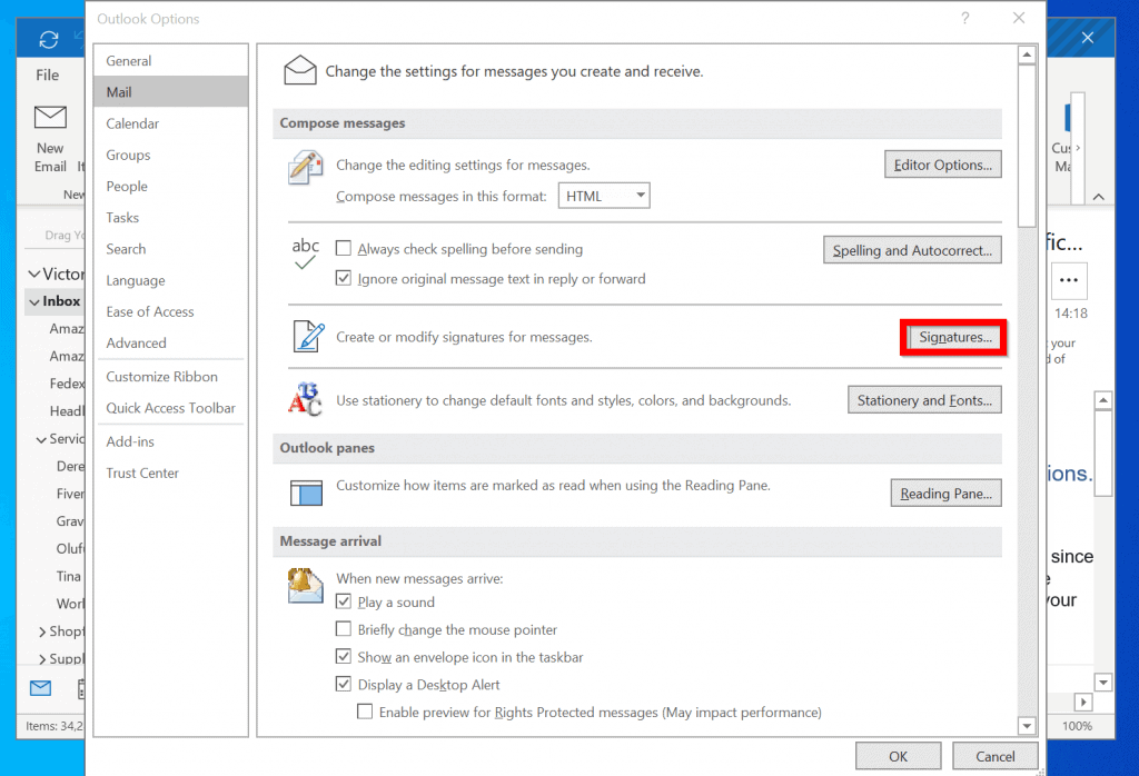 add signature to all emails outlook