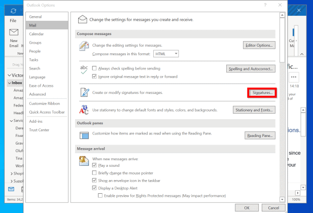 how to add signature to emails on outlook