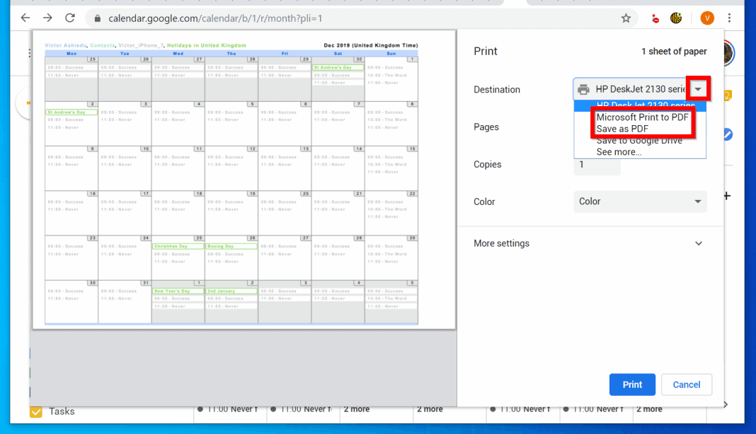 How to Print Google Calendar (Print to Paper and Save in PDF)
