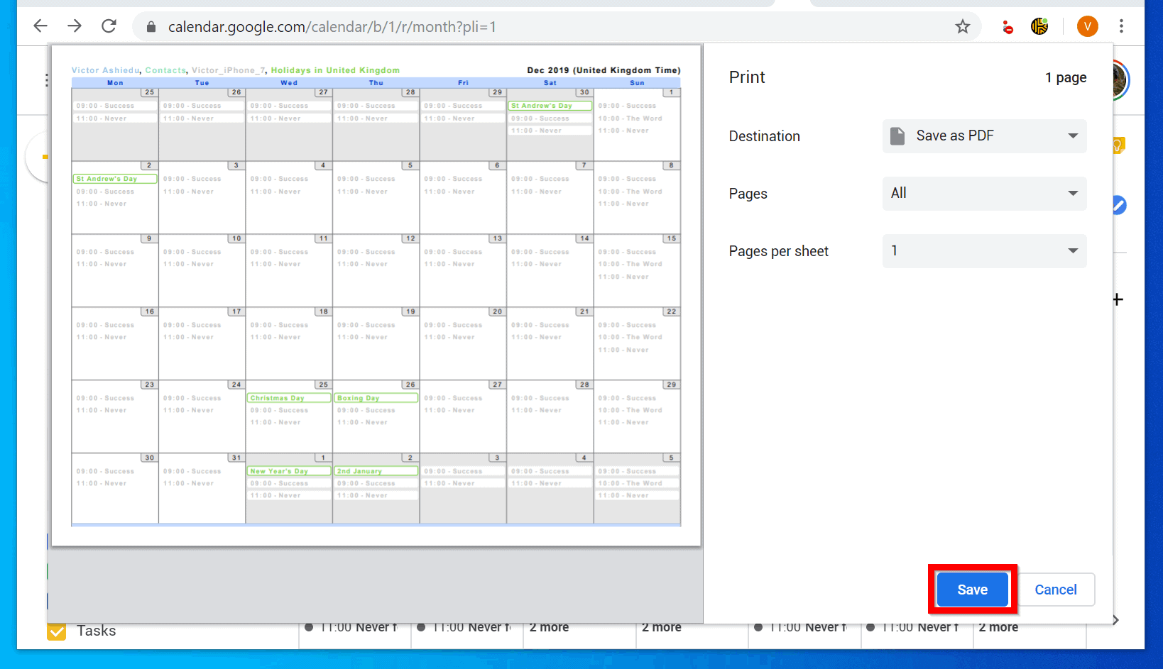 How to Print Google Calendar (Print to Paper and Save in PDF)