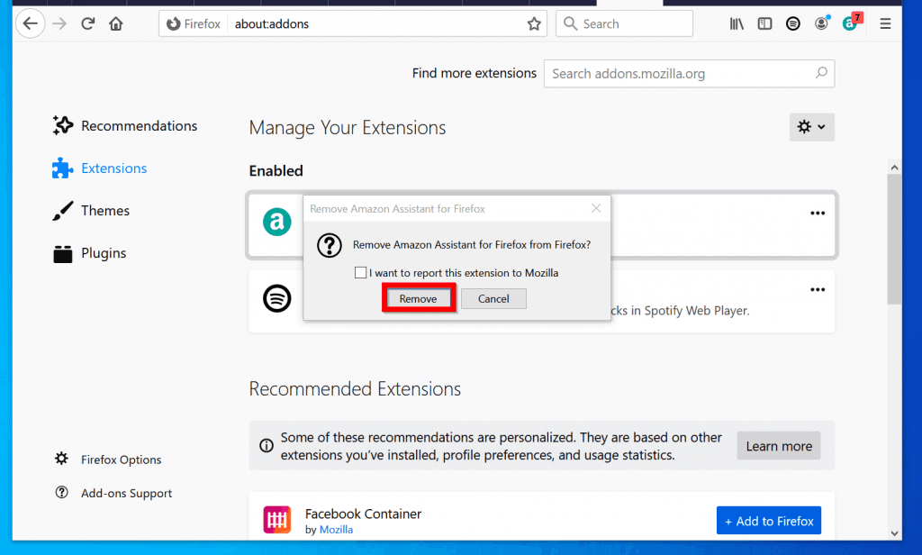 how to delete amazon assistant windows 10