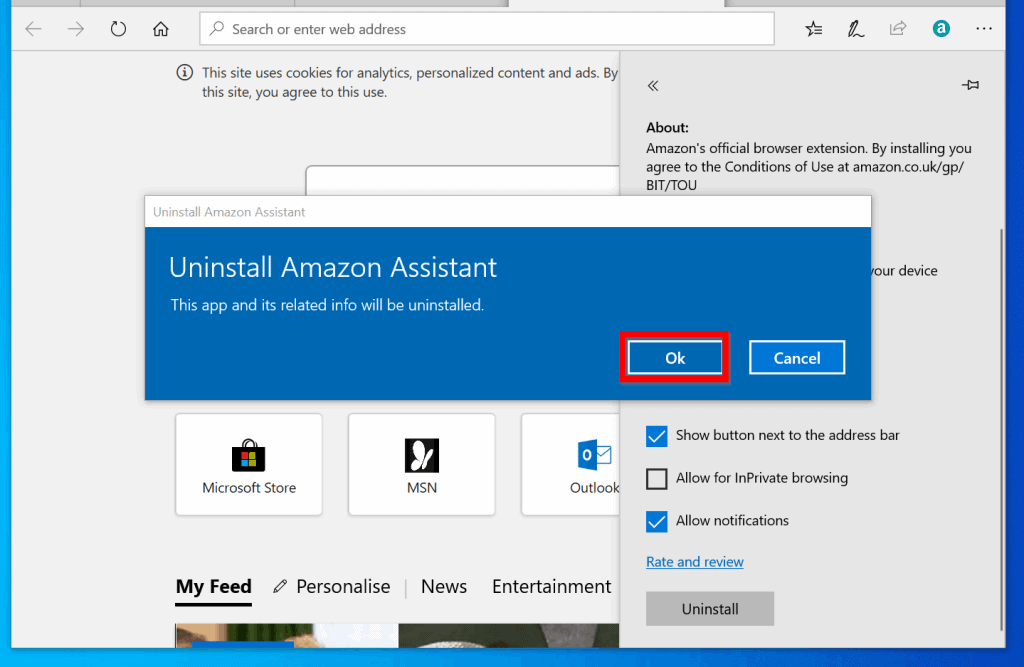 amazon assistant uninstall windows 10
