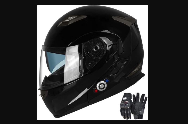 T14B Bluetooth Motorcycle helmet Full face Dual Visor Silver radiation Nuclear 