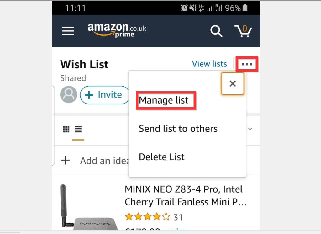 Make Your Wish List Sharable from Amazon Shopping App.