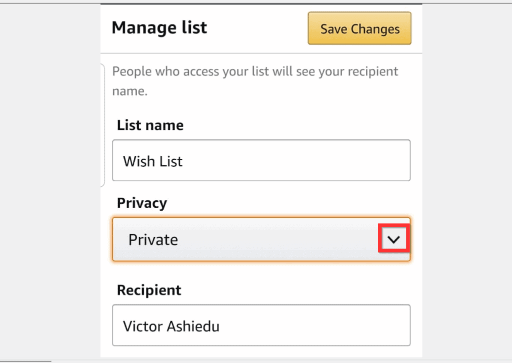 Amazon wish list address privacy