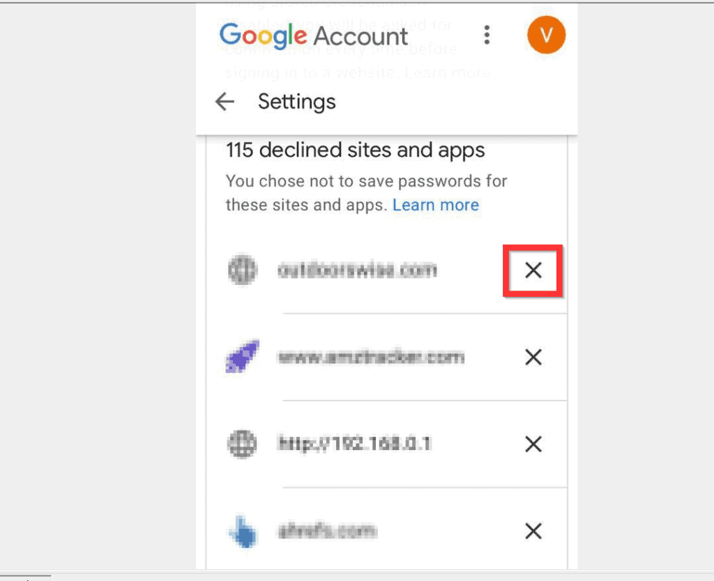 How do I remove an account from Google Smart Lock?